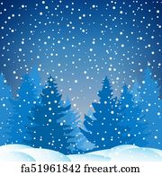 Free art print of Winter night landscapewith spruce. Winter night ...