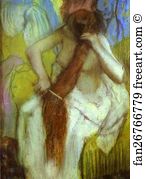 Haired Art Print - Woman Combing Her Hair