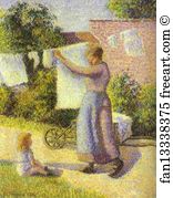Hanged Art Print - Woman Hanging Laundry