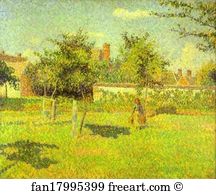 Sunshine Art Print - Woman In An Orchard. Spring Sunshine In A Field, Eragny