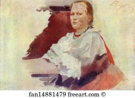 Watercolor The Russian Museum Art Print - Woman In Novgorod Peasant Dress