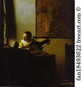 Lute Art Print - Woman Playing A Lute Near A Window