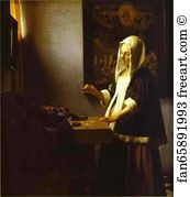 Vermeer Art Print - Woman Weighing Pearls