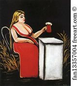 Oil On Oilcloth State Art Museum Of Georgia Art Print - Woman With A Mug Of Beer