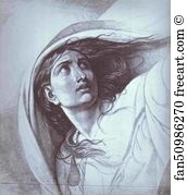 Black Chalk On Paper The Russian Museum Art Print - Woman With A Veil. Study For The Brazen Dragon