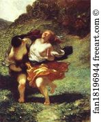 Satyrs Art Print - Women Running From Satyrs