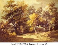 Shade Art Print - Wooded Landscape With A Waggon In The Shade
