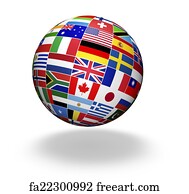 World Flags Art Print - World Flags International Globe