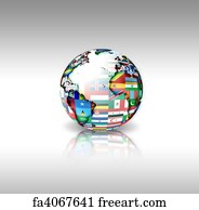 World Flags Art Print - World Flags Sphere