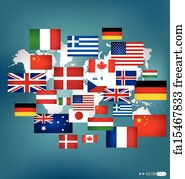 World Flags Art Print - World Flags. Vector Illustration.