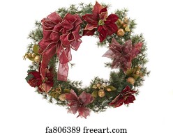 Free art print of Christmas Wreath. Christmas wreath with lights