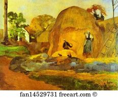 Hay Art Print - Yellow Hay Ricks (Fair Harvest)