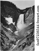 Monument Art Print - Yellowstone Falls, Yellowstone National Park, Wyoming. (Vertical Orientation). Photographs Of National Parks And Monuments, Compiled 1941 - 1942, Documenting The Period Ca. 1933 - 1942.
