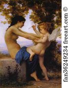 Eros Art Print - Young Girl Defending Herself Against Eros