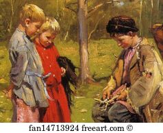 Ryazan Art Print - Young Shepherds. Detail
