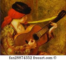 Guitar Art Print - Young Spanish Woman With A Guitar