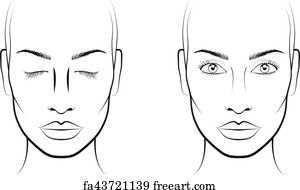 Free art print of Face chart Blank. Makeup Artist Vector template. Face