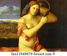 1515 Oil On Canvas Kunsthistorisches Museum Art Print - Young Woman Holding A Mirror