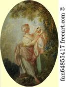 52 Art Print - Young Woman Holding Up Her Child