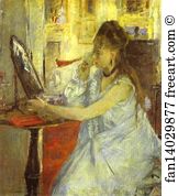 Young Woman Powdering Herself Art Print - Young Woman Powdering Herself