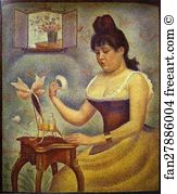 Young Woman Powdering Herself Art Print - Young Woman Powdering Herself
